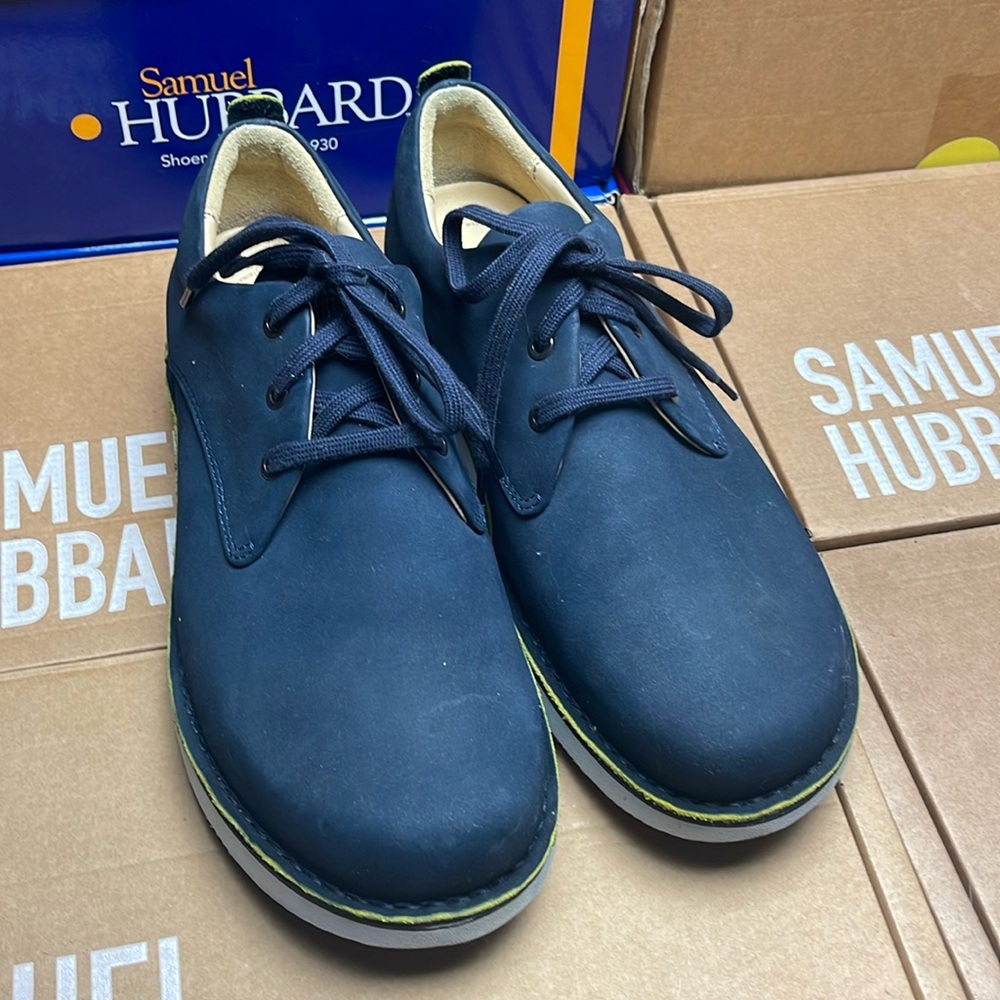 Samuel Hubbard Navy Nubuck Leather 9.5 Wide Comfort Casual Shoes Memory Foam